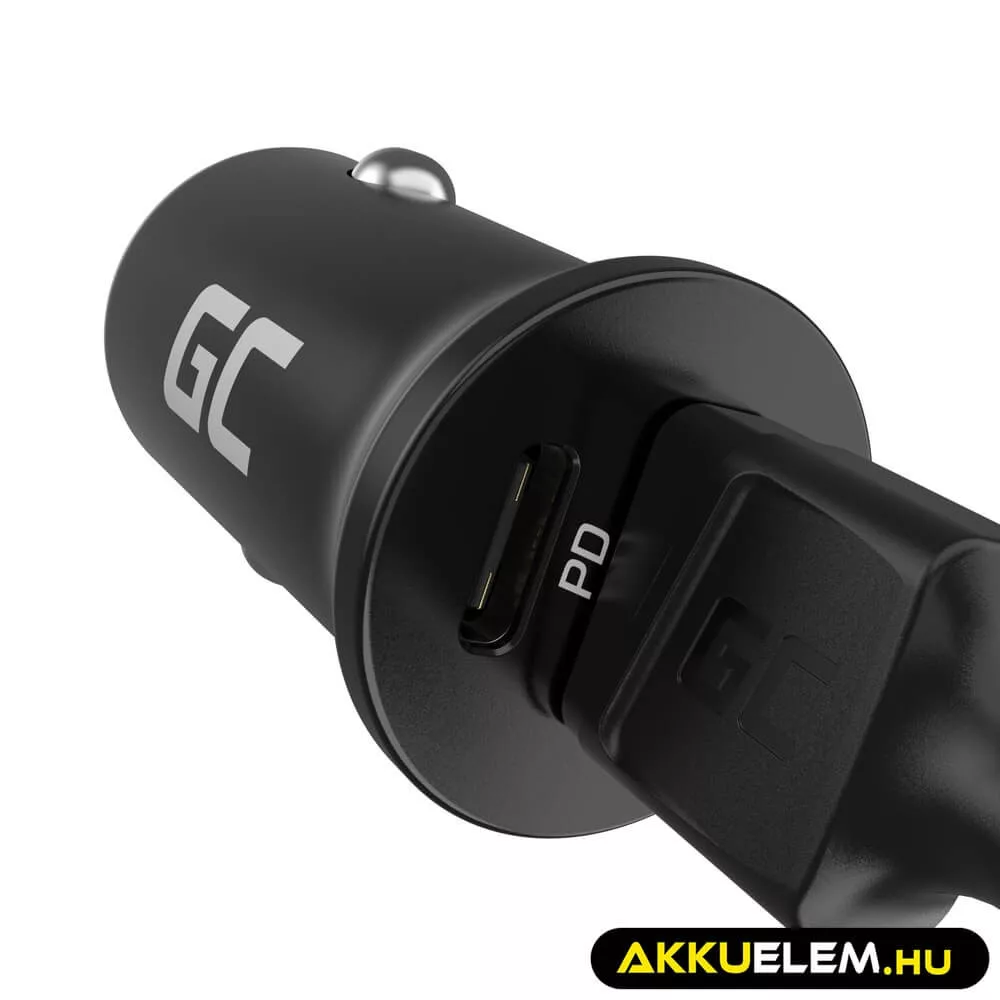 Greencell autós töltő 38W PowerRide Nano38 mit USB-C USB-A Power Delivery Ultra Charge