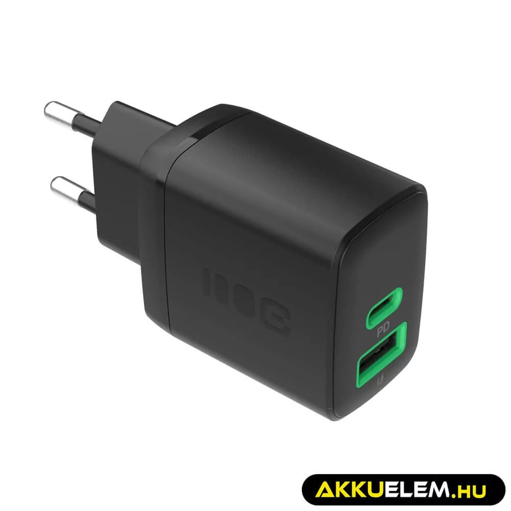 Greencell PowerSource Duo30 töltő USB/USB-C fekete Power Adapter 30W Power Delivery