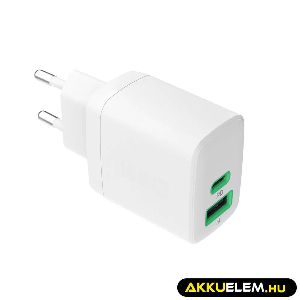 Greencell PowerSource Duo30 töltő USB/USB-C Fehér Power Adapter 30W Power Delivery