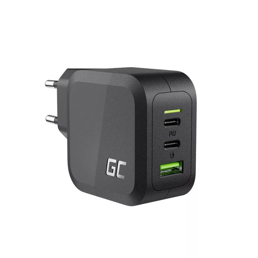 Greencell PowerGaN 65W töltő (2x USB-C Power Delivery 1x USB-A compatible Quick Charge 3.0) Greencell PowerGaN 65W töltő (2x USB-C Power Delivery 1x USB-A compatible Quick Charge 3.0)