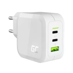   Greencell Fehér 65W GaN PowerGan mains töltő Laptop MacBook Phone Tablet Nintendo Switch 2x USB-C 1x