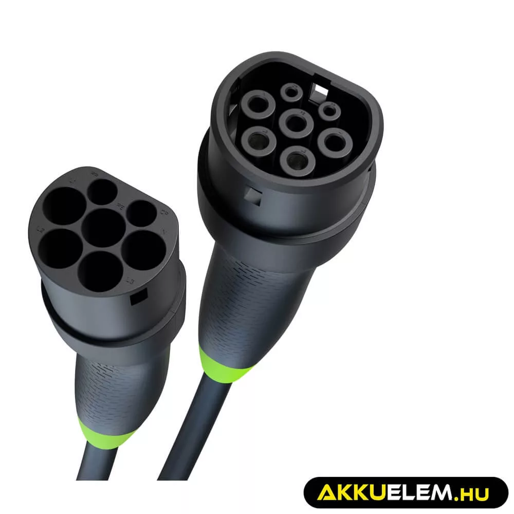 Greencell Type 2 EV elektromos autó töltőkábel 22 kW 7 m Tesla Model 3 S X Y VW ID.3 ID.4 Kia EV6 Hyundai IONIQ 5 Ford Mach-E