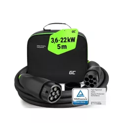   Greencell Type 2 EV elektromos autó töltőkábel 22 kW 5 m Tesla Model 3 S X Y VW ID.3 ID.4 ID.5 Kia EV6 Audi E-Tron Fiat 500e