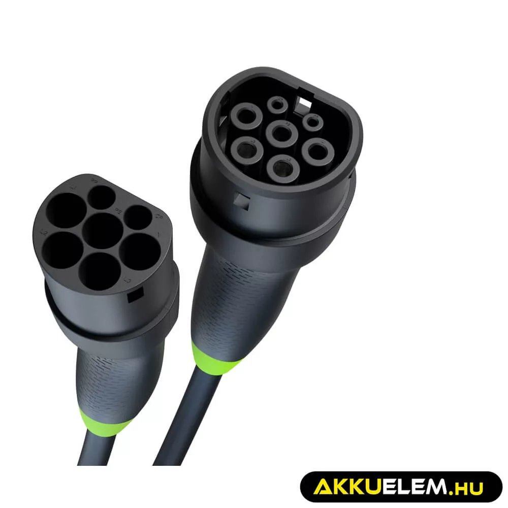 Greencell Type 2 EV elektromos autó töltőkábel 22 kW 5 m Tesla Model 3 S X Y VW ID.3 ID.4 ID.5 Kia EV6 Audi E-Tron Fiat 500e