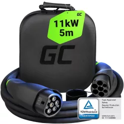   Greencell Type 2 EV elektromos autó töltőkábel 11kW 5m Tesla Model Y 3 S X VW ID.4 Kia EV6 Hyundai IONIQ 5 Ford Mach-E