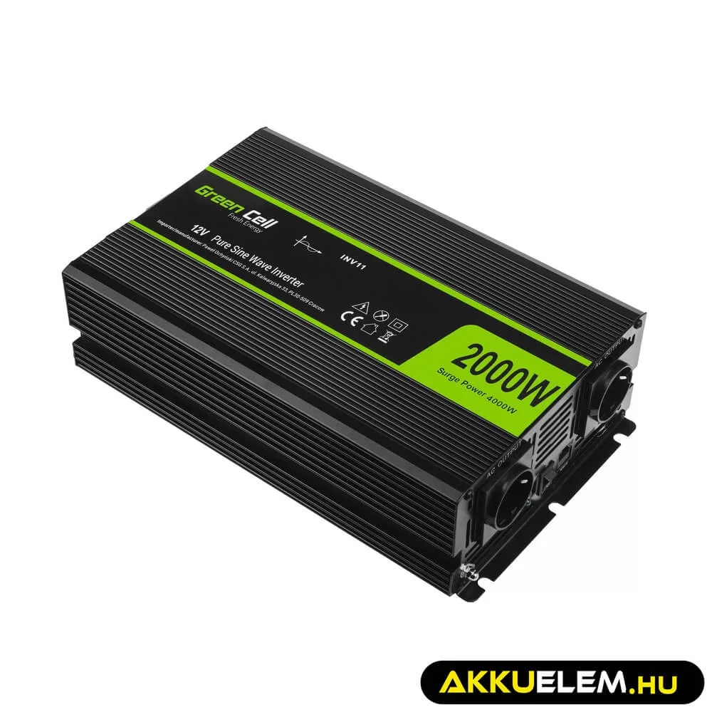 GreenCell Inverter 12V 230V 2000W/4000W Tiszta szinuszhullámú