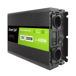   GreenCell Inverter LCD 12 volt 2000W/40000W autós inverter kijelző Tiszta szinuszhullámú