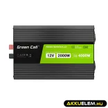 GreenCell Inverter LCD 12 volt 2000W/40000W autós inverter kijelző Tiszta szinuszhullámú - GreenCell