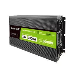   GreenCell Inverter LCD 24 V 3000W/60000W vehicle inverter kijelző Tiszta szinuszhullámú