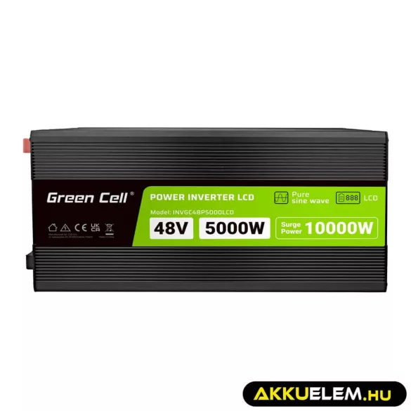GreenCell Inverter LCD 48V 5000W/10000W autós inverter kijelző Tiszta szinuszhullámú - GreenCell