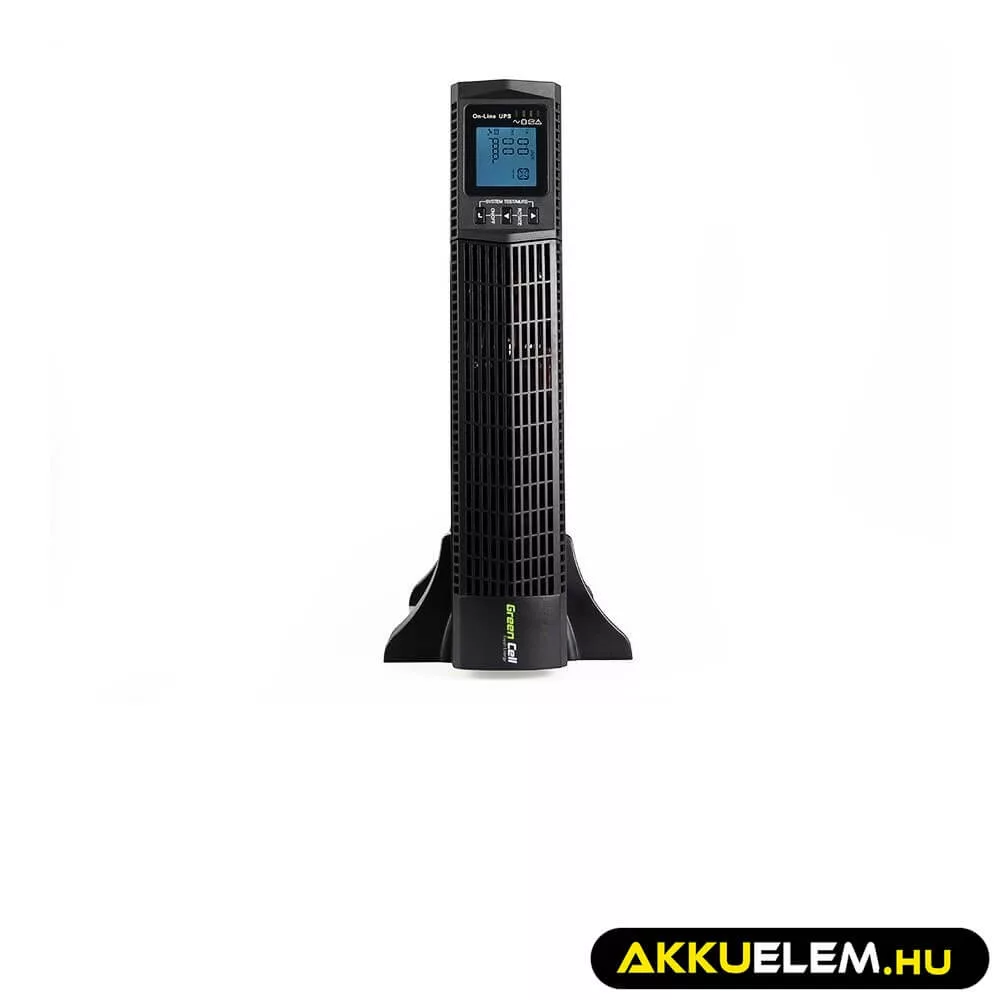 GreenCell Tiszta szinuszos szünetmentes tápegység (UPS) RTII 2000VA 1800W LCD kijelző