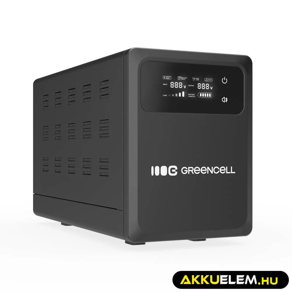 GreenCell Tiszta szinuszos szünetmentes tápegység (UPS) 1200VA 800W LCD kijelző