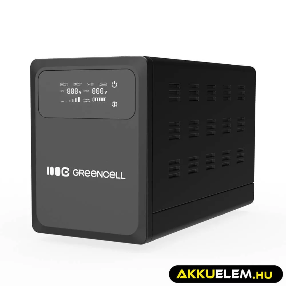 GreenCell Tiszta szinuszos szünetmentes tápegység (UPS) 1200VA 800W LCD kijelző