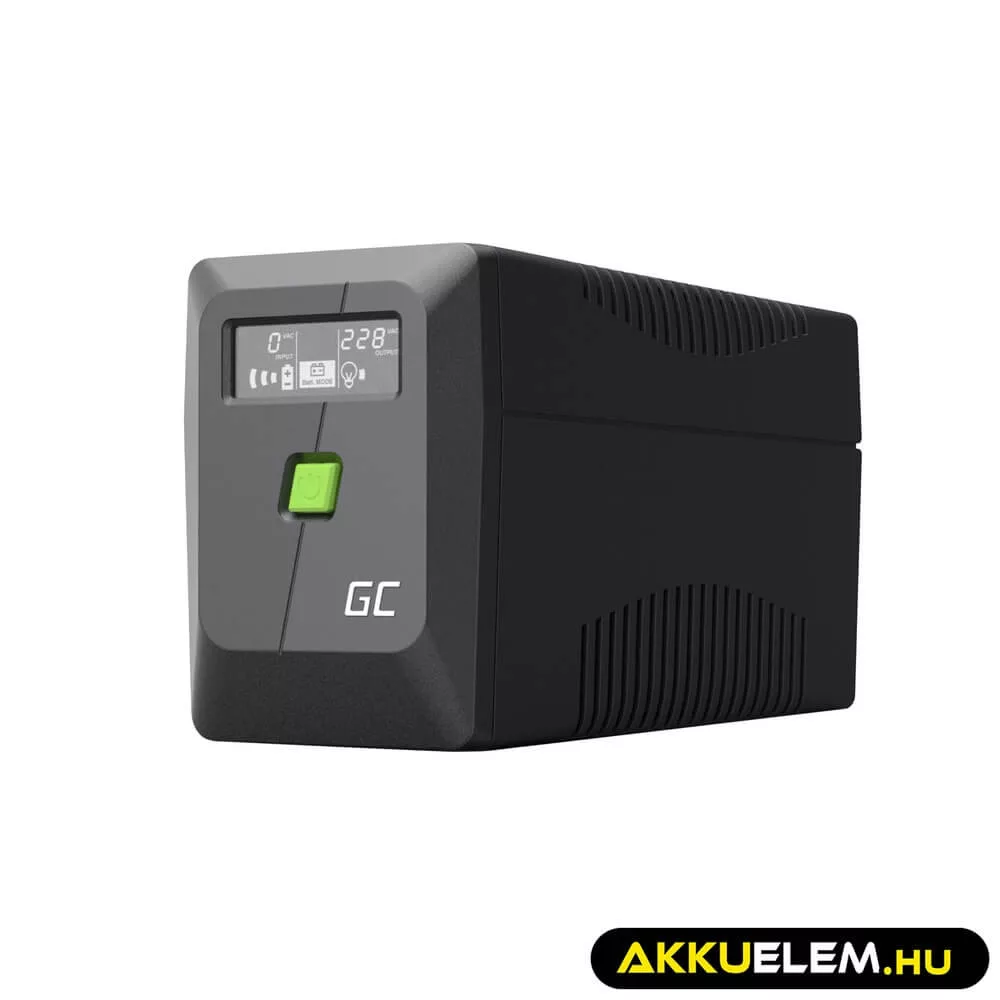 GreenCell Módosított szinuszos szünetmentes tápegység (UPS) Backhálózati táp 650VA 360W PowerProof LCD kijelző