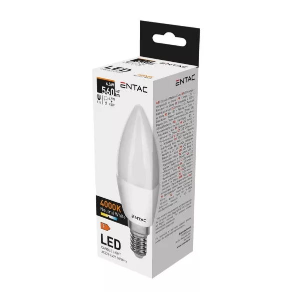 Entac LED Candle E14 6,5W NW 4000K
