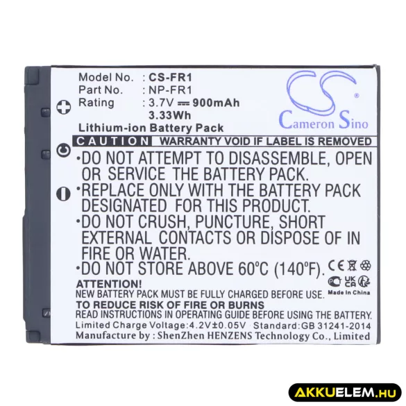 Utángyártott Sony Kamera Li-ion akkumulátor 3.7V 900mAh NP-FR1 NP-FR1 - CameronSino