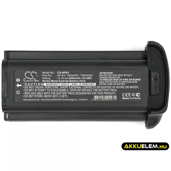Utángyártott Canon Kamera Ni-MH akkumulátor 12V 2000mAh NP-E3, 7084A001, 7084A002 NP-E3, 7084A001 - CameronSino
