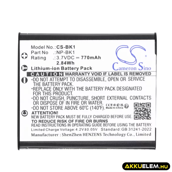 Utángyártott Sony Kamera Li-ion akkumulátor 3.7V 770mAh NP-BK1, NP-FK1 NP-BK1, NP-FK1 - CameronSino