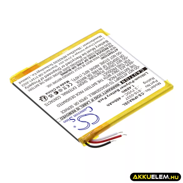 Utángyártott Apple Médialejátszó Li-Polymer akkumulátor 3.7V 400mAh 616-0311, 616-0333, 616-0337 616-0311, 616-0333 - CameronSino