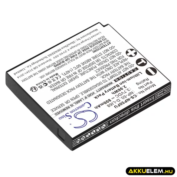 Utángyártott Fujifilm Kamera Li-ion akkumulátor 3.7V 800mAh NP-50, NP-50A NP-50, NP-50A - CameronSino