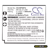 Utángyártott Fujifilm Kamera Li-ion akkumulátor 3.7V 800mAh NP-50, NP-50A NP-50, NP-50A - CameronSino