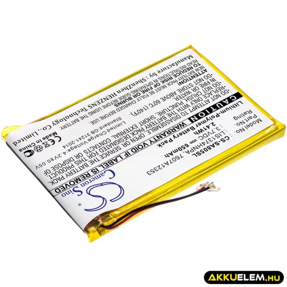 Utángyártott Sony Médialejátszó Li-Polymer akkumulátor 3.7V 650mAh 1-756-702-11, LIS1374HNPA, 7607A12353 1-756-702-11, LIS1374HNPA - CameronSino