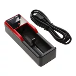 Utángyártott 18650 akku töltő DC0.5A / 1A  Micro USB kábellel