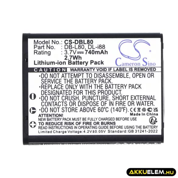 Utángyártott Toshiba Kamera Li-ion akkumulátor 3.7V 740mAh PX1686U, PX1686U-1BRS, PX1686 PX1686U, PX1686U-1BRS - CameronSino