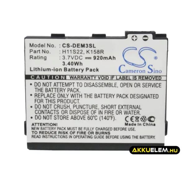 Utángyártott Dell mobil Li-ion akkumulátor 3.7V 920mAh H11S22, K158R, OK158R H11S22, K158R - CameronSino