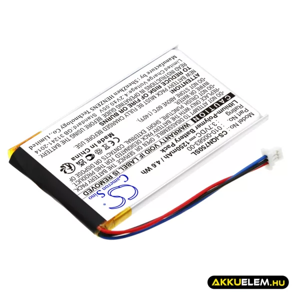 Utángyártott Garmin GPS Li-Polymer akkumulátor 3.7V 1250mAh 010-00583-00 - CameronSino