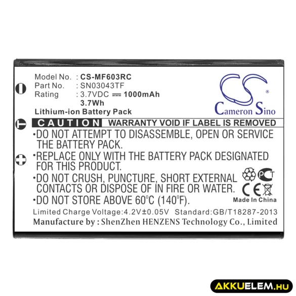 Utángyártott One For All Távirányító Li-ion akkumulátor 3.7V 1000mAh SN03043TF - CameronSino