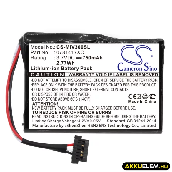 Utángyártott Mitac GPS Li-ion akkumulátor 3.7V 750mAh 0781417XC - CameronSino