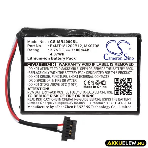 Utángyártott Magellan GPS Li-ion akkumulátor 3.7V 1100mAh 37-00030-001, E4MT181202B12 - CameronSino