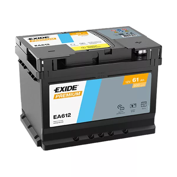 61Ah EXIDE Premium EA612 autó akkumulátor JOBB+ 61Ah EXIDE Premium EA612 autó akkumulátor JOBB+