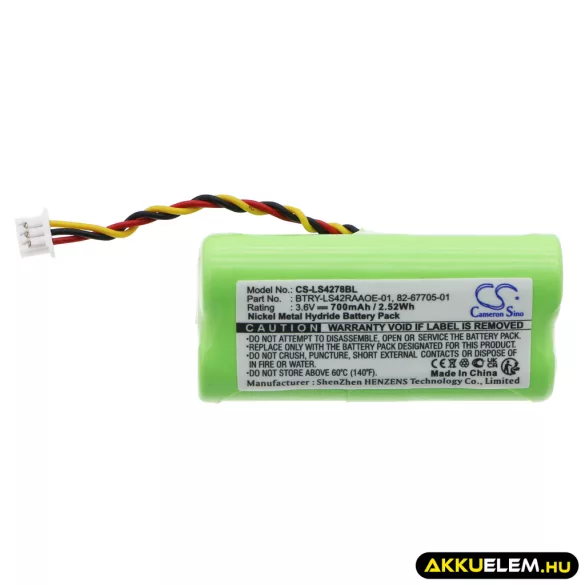 Utángyártott Symbol Vonalkód szkenner Ni-MH akkumulátor 3.6V 700mAh BTRY-LS42RAAOE-01, 82-67705-01 - CameronSino
