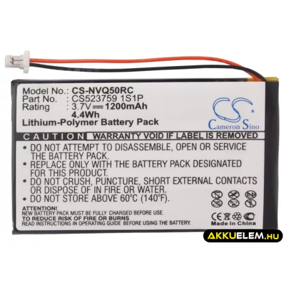 Utángyártott Nevo Távirányító Li-Polymer akkumulátor 3.7V 1200mAh CS503759 1S1P - CameronSino