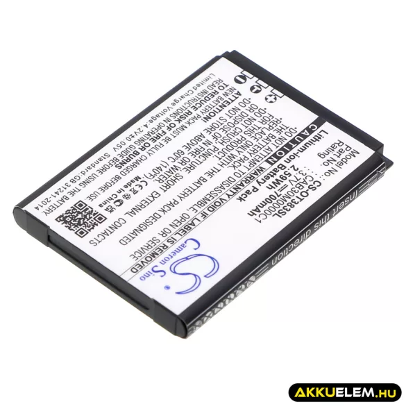 Utángyártott Alcatel mobil Li-ion akkumulátor 3.7V 600mAh CAB3010010C1, CAB30B4000C1 - CameronSino