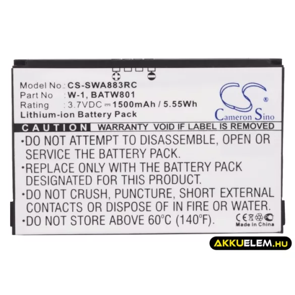 Utángyártott Sierra Wireless Hotspot Li-ion akkumulátor 3.7V 1500mAh W-1, 1201883 - CameronSino