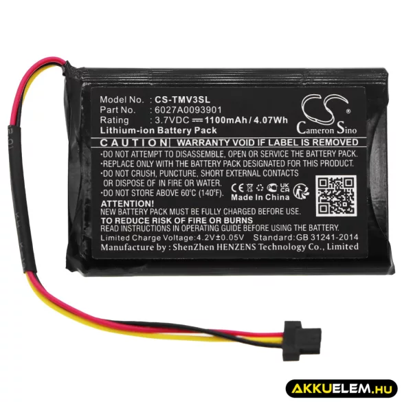 Utángyártott TomTom GPS Li-ion akkumulátor 3.7V 1100mAh 6027A0093901 - CameronSino