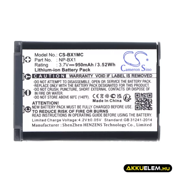 Utángyártott Sony Kamera Li-ion akkumulátor 3.7V 950mAh NP-BX1 - CameronSino