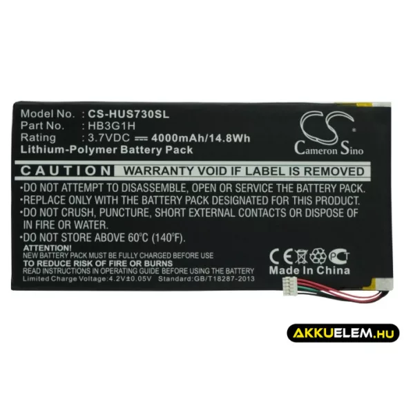 Utángyártott Huawei Tablet Li-Polymer akkumulátor 3.7V 4000mAh HB3G1H - CameronSino