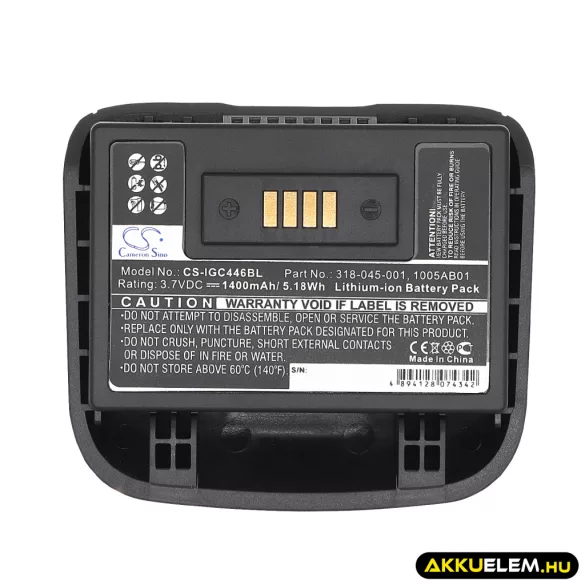 Utángyártott Intermec Vonalkód szkenner Li-ion akkumulátor 3.7V 1400mAh 318-045-001, 1005AB01 - CameronSino