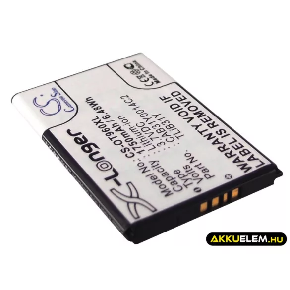 Utángyártott Cricket mobil Li-ion akkumulátor 3.7V 1750mAh CAB31Y0014C2, TLiB31Y - CameronSino