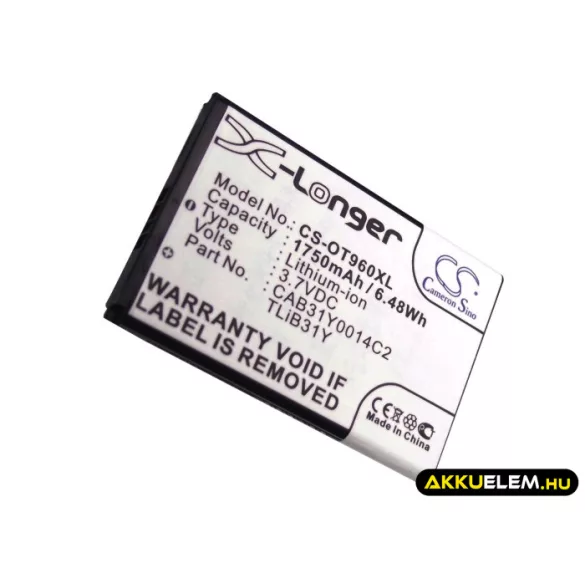 Utángyártott Cricket mobil Li-ion akkumulátor 3.7V 1750mAh CAB31Y0014C2, TLiB31Y - CameronSino