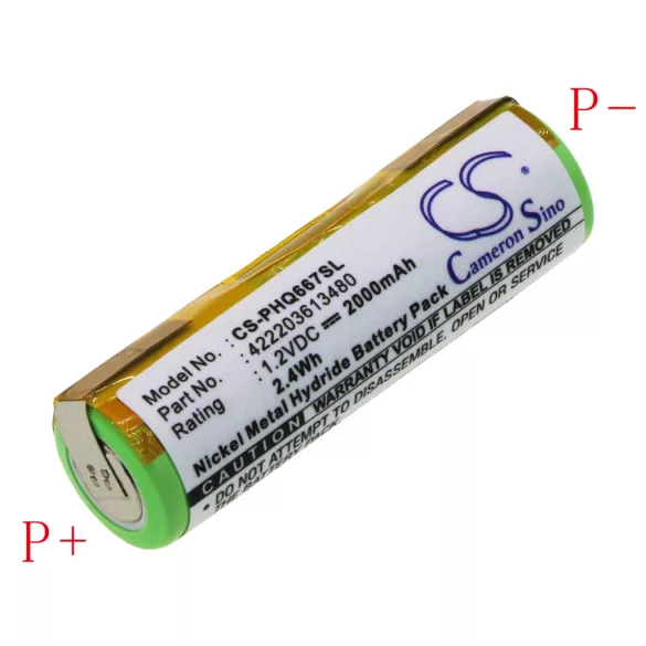 Utángyártott Norelco Borotva Ni-MH akkumulátor 1.2V 2000mAh - CameronSino