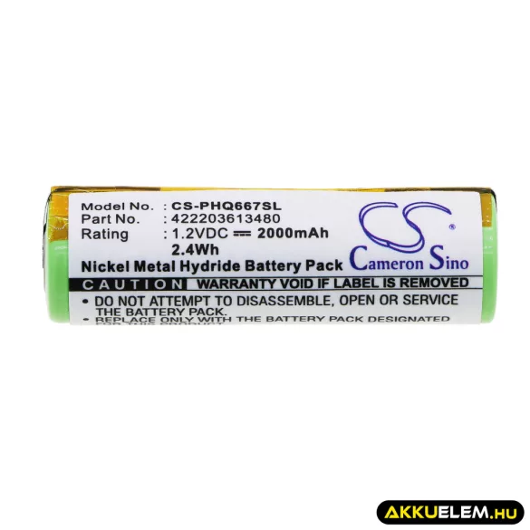 Utángyártott Norelco Borotva Ni-MH akkumulátor 1.2V 2000mAh - CameronSino