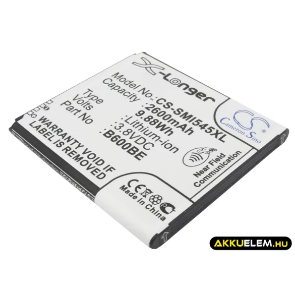 Utángyártott Samsung mobil Li-ion akkumulátor 3.8V 2600mAh B600BE, B600BU Támogatás NFC-vel. X-Hosszabb - CameronSino