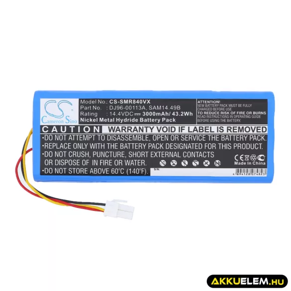 Utángyártott Samsung porszívó Ni-MH akkumulátor 14.4V 3000mAh DJ96-00113A, SAM14.49B - CameronSino