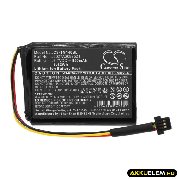 Utángyártott TomTom GPS Li-ion akkumulátor 3.7V 950mAh 6027A0089521, AHA11110005 - CameronSino