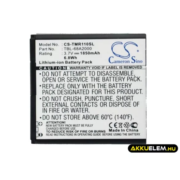 Utángyártott TP-Link Hotspot Li-ion akkumulátor 3.7V 1850mAh TBL-68A2000 - CameronSino